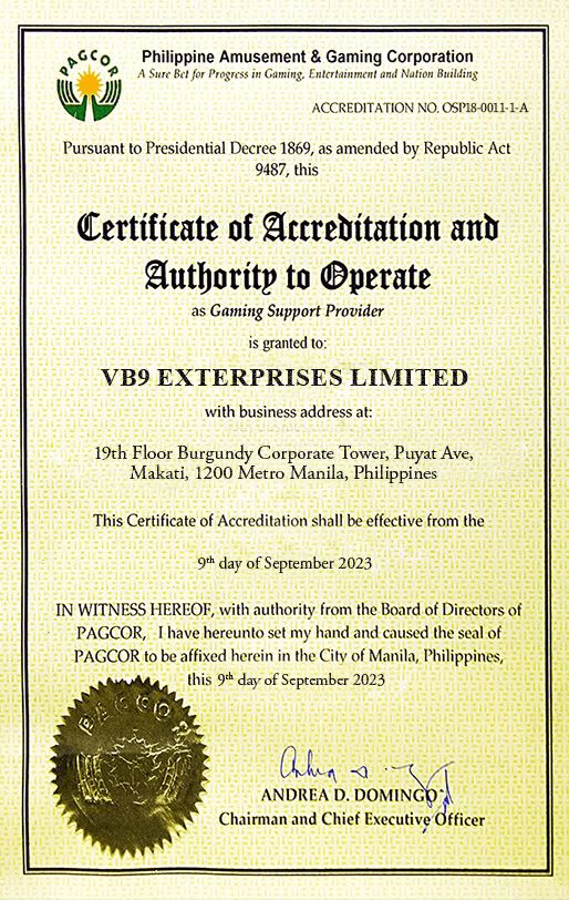 HFIVE5 PAGCOR License